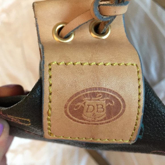 Vintage 90s Dooney & Bourke Colorful Signature Logo Tassel Handbag - Picture 4 of 12